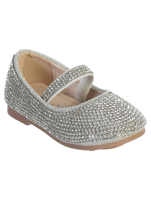 Girls Multi Color Rhinestone Elastic Strap Mary Jane Dress Shoes 5-8 Toddler - SophiasStyle.com